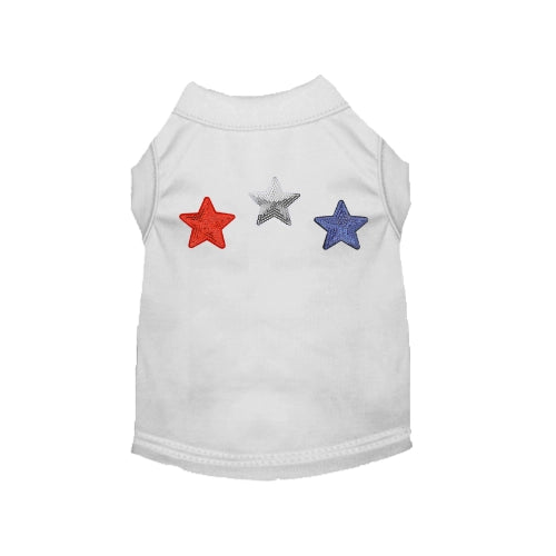 Patriotic Red, White & Blue Stars - White Tee