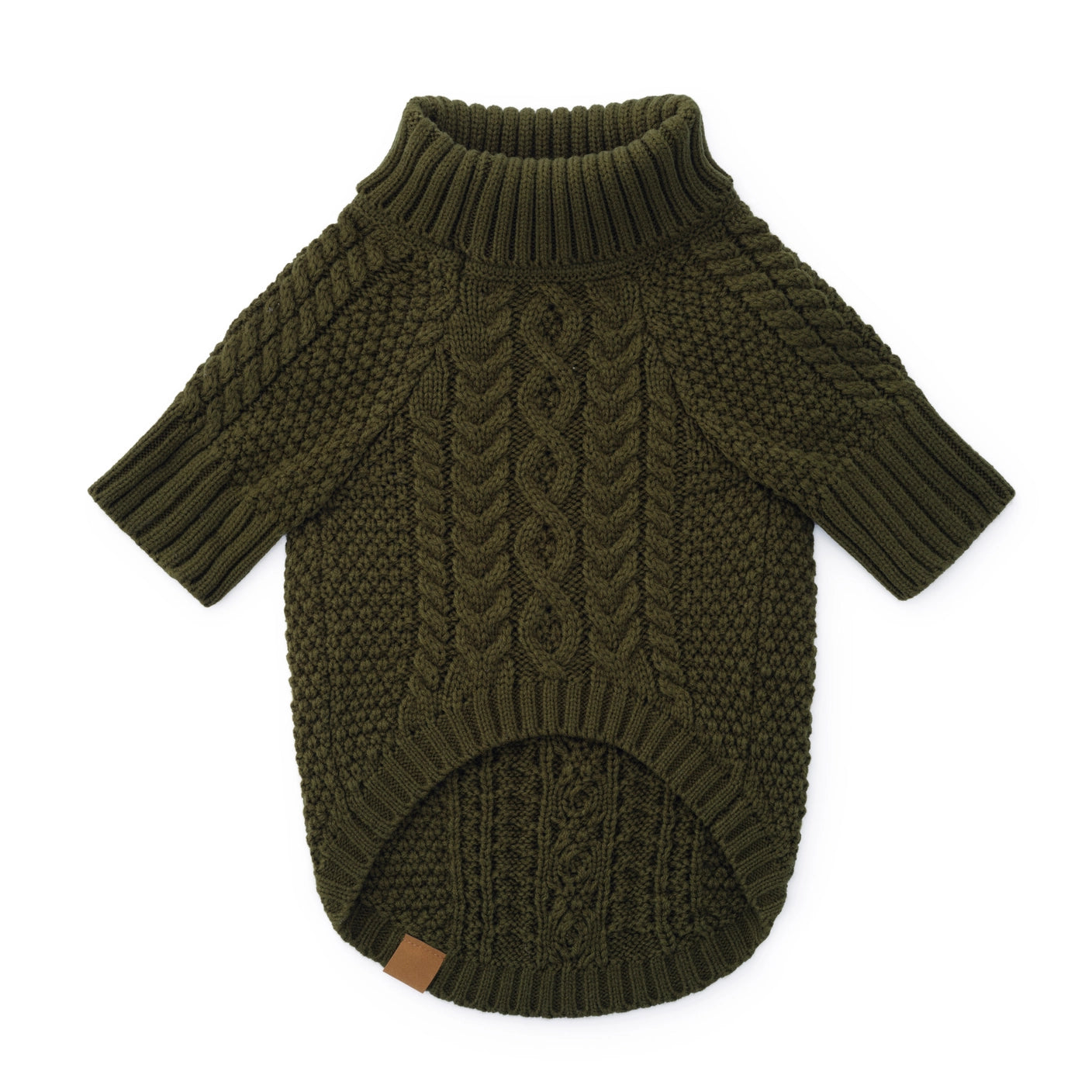 THE FOGGY DOG - Olive Cable Knit Dog Sweater