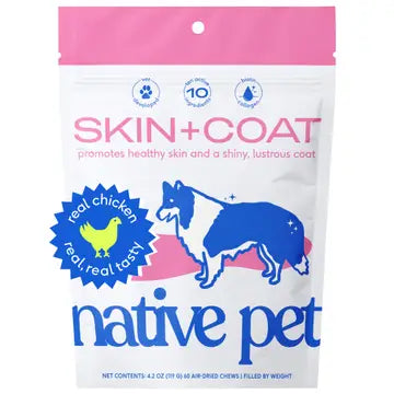 NATIVE PET - Skin + Coat Chews, Skin & Coat Supplement For Dogs - 60 Count