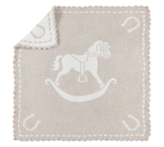 BAREFOOT DREAMS - CozyChic Scalloped Puppy Blanket in Stone & White