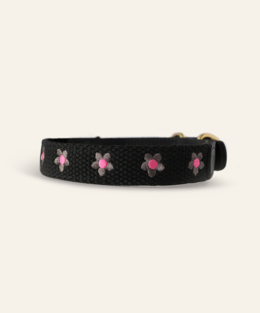 FLOWERS - Collar & Leash Set in Black