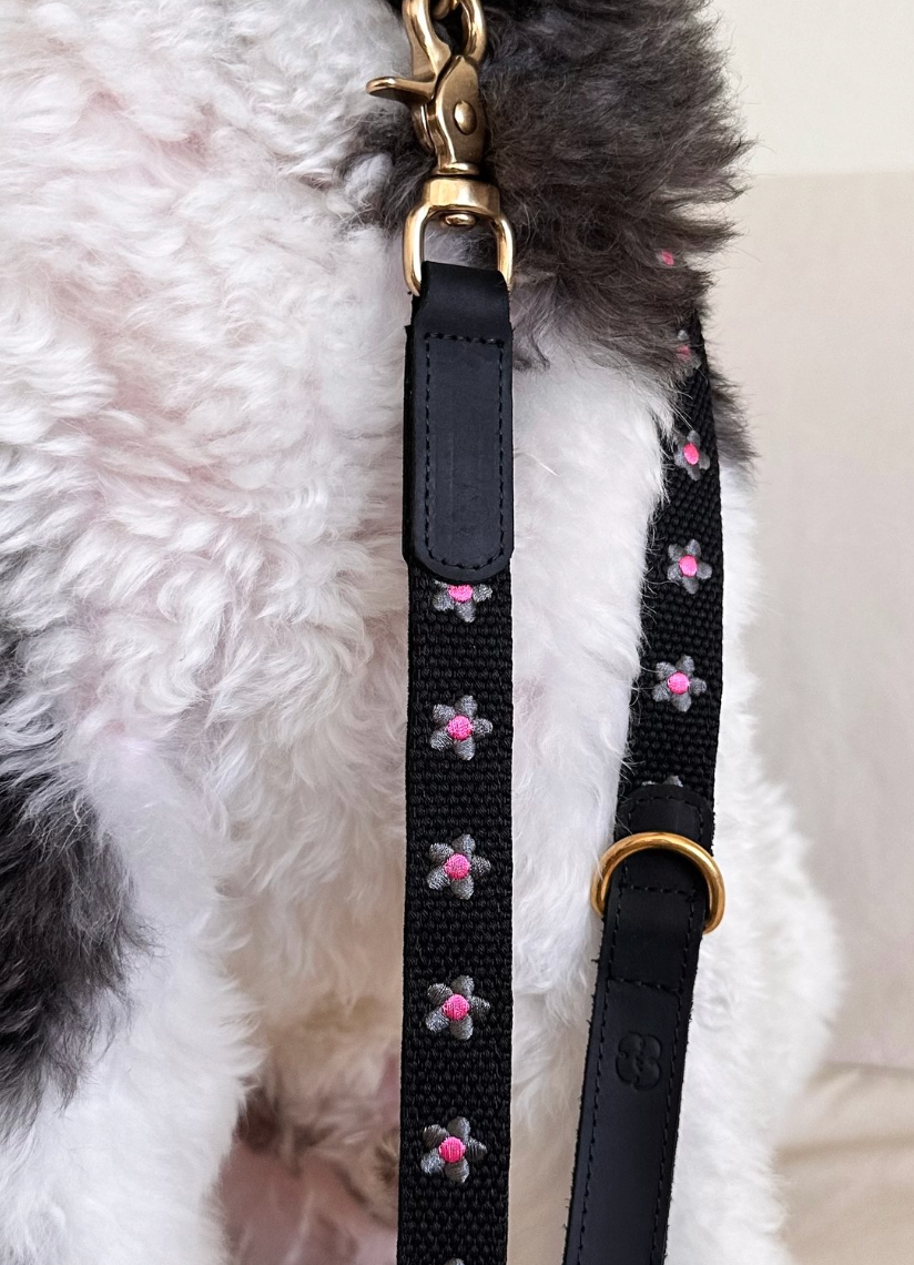 FLOWERS - Collar & Leash Set in Black