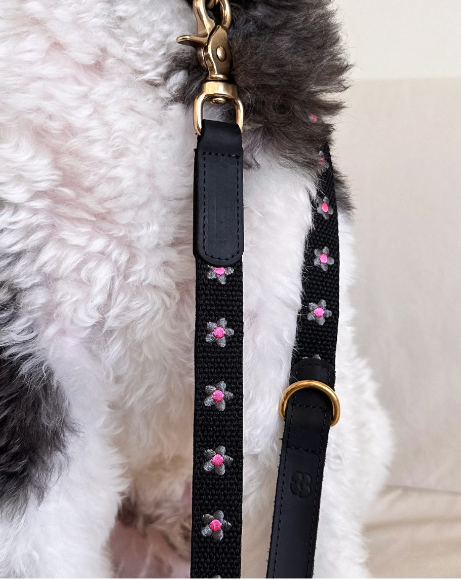 FLOWERS - Collar & Leash Set in Black