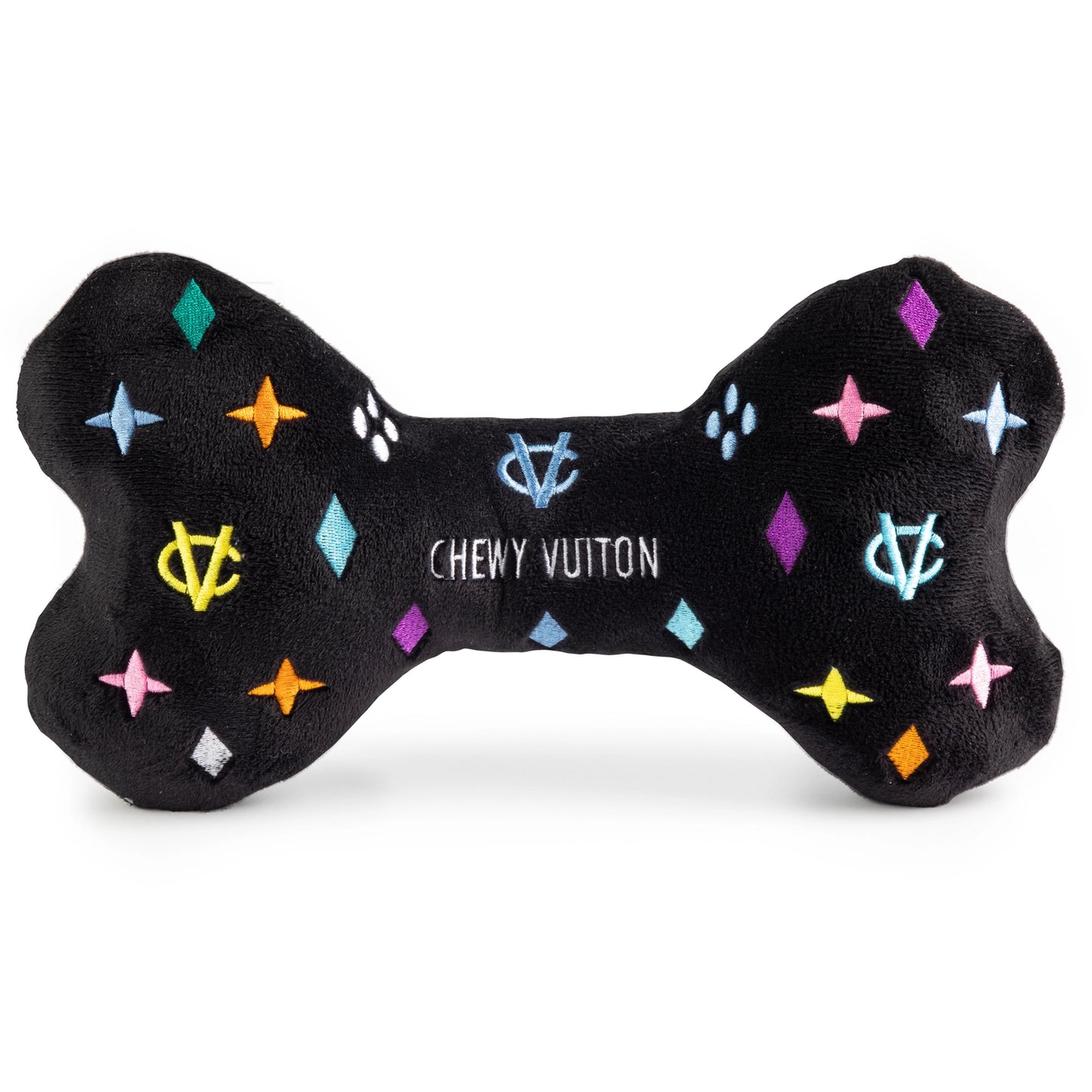 Black Monogram Chewy Vuiton Bone Squeaker Dog Toy