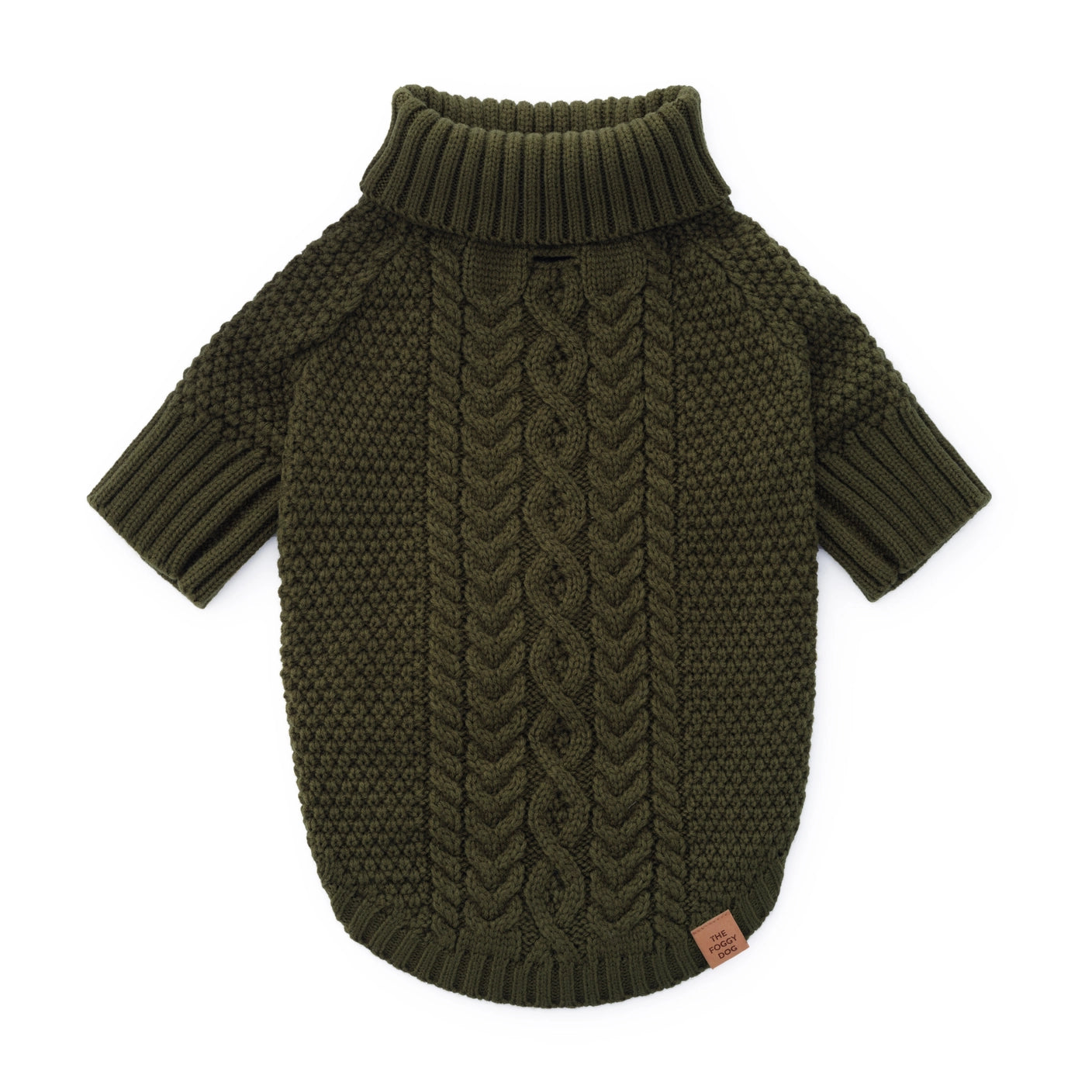 THE FOGGY DOG - Olive Cable Knit Dog Sweater