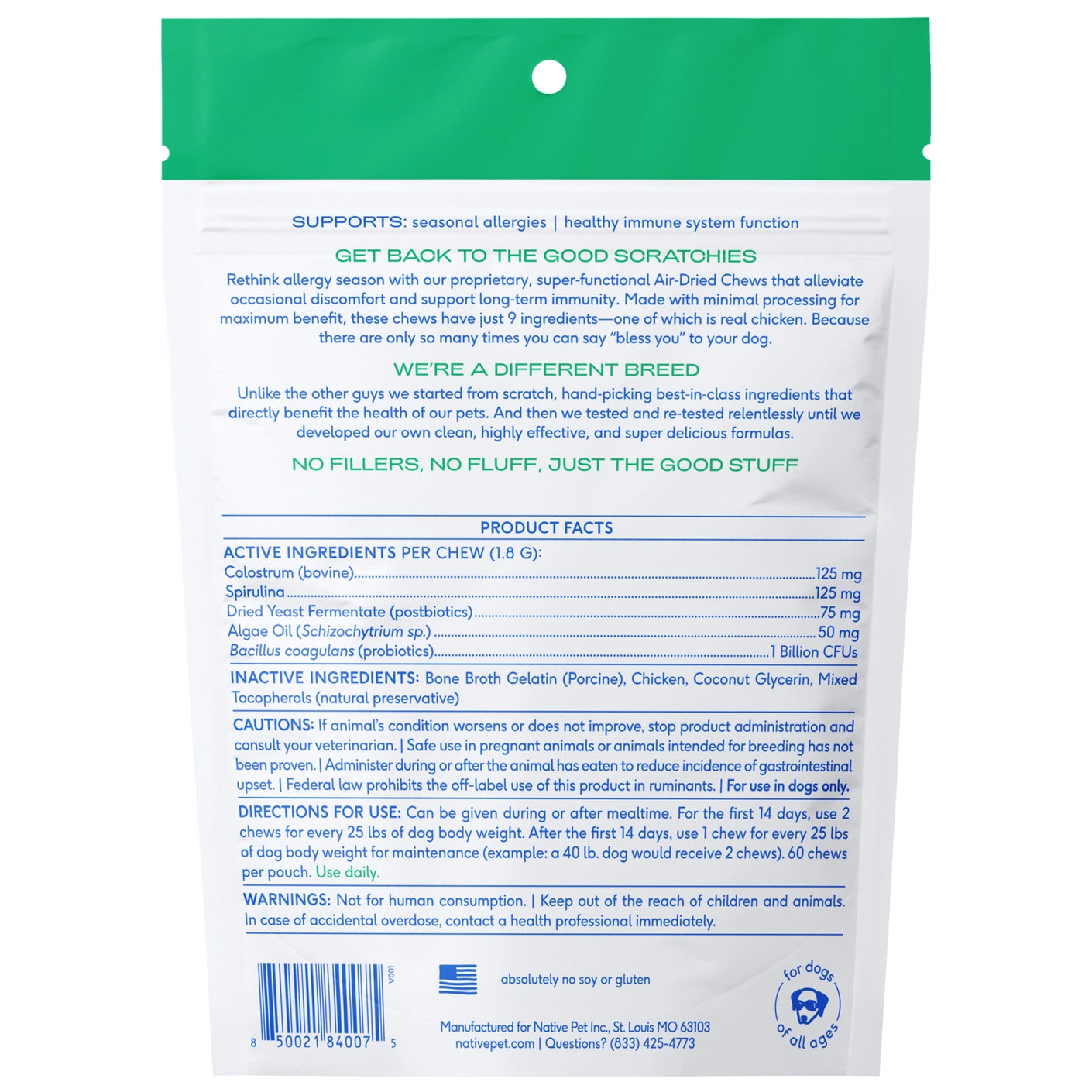 NATIVE PET - Allergy & Immune Chews, An Allergy & Itch Relief Supplement - 30 count bag